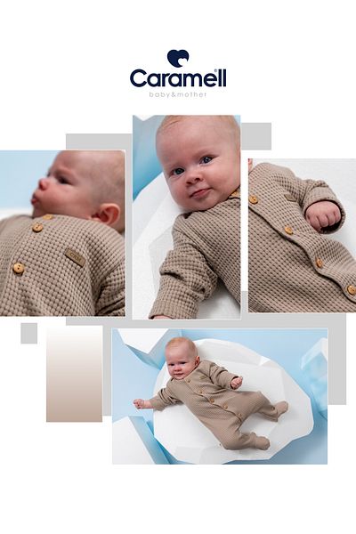 Caramell 100% Cotton Baby Boy Romper Waffle Fabric Long Sleeve Romper with Booties (1-3 / 3-6 / 6-9 Months)