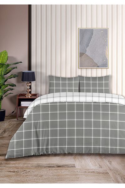 Evim Tual 100% Cotton Akfil Cotton Single Duvet Cover Set 160X220Cm Dark Gray