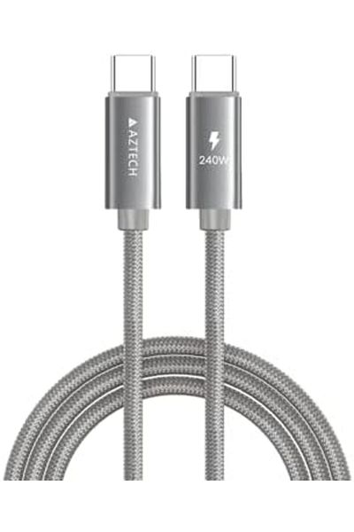 Aztech HyperCable USB C to USB C 240W Fast Charging Cable 2M PD 48V 5A Type-C Braided Titanium Wire