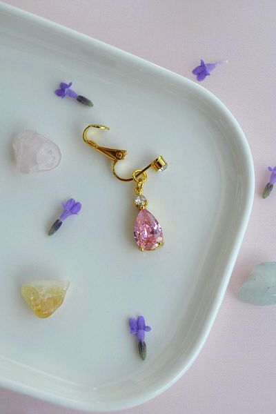 Sacce Scarves&Accessories Pink Drop Stone Holeless Navel Piercing