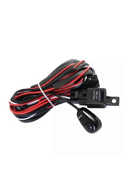 BGRJ Automotive Wiring harness with 40A relay and button, 300W, 12V, projectors or Led Bar, length 3m