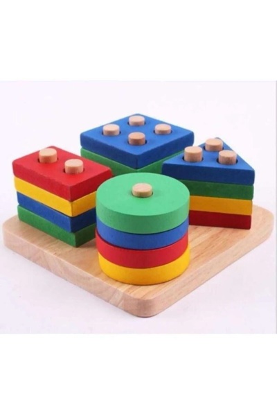Genel Markalar 4'lü Ahşap Bultak Geometrik Şekil Yerleştirme Oyunu
