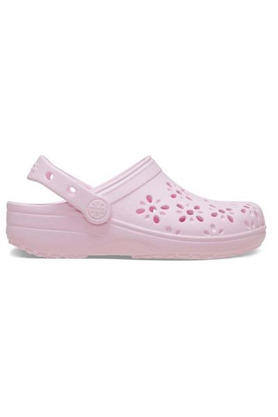 Crocs Clogs Classic Floral Cut-Out Clog Kids 32-33 EU - J1 US Pink - Pink Milk