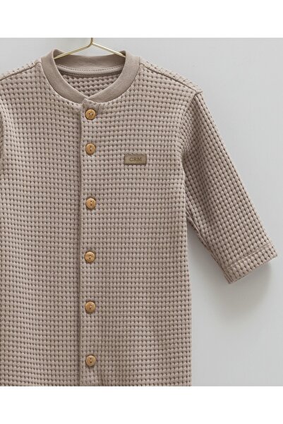 Caramell Baby Boy Romper Waffle Fabric Long Sleeve Romper with Booties (1-3 / 3-6 / 6-9 Months)