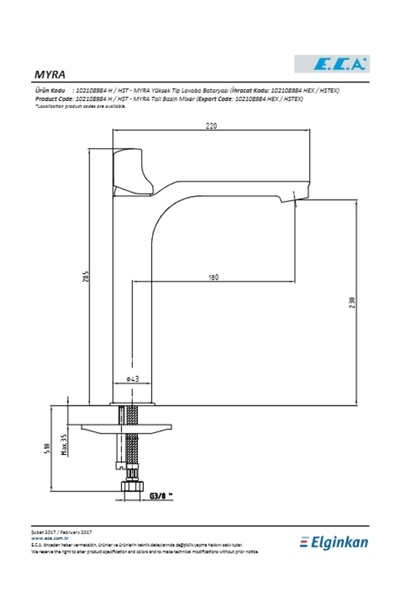 Eca Myra High Type Sink Faucet