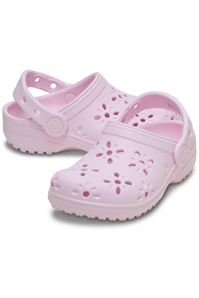 Crocs Saboți Clogs Classic pentru copii mici, cu imprimeu floral - roz lapte