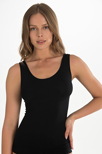 civetta Wide Strap Black Rib Tank Top