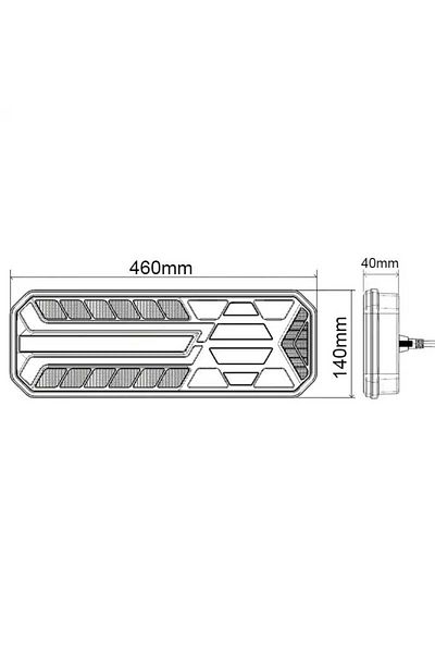 BGRJ Automotive LED taillights B927 46cm, 5 functions, dynamic signaling, fog, 12-24V