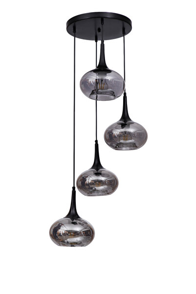 Lumexx ZARA 4 LÜ TEPSİLİ SİYAH FÜME CAMLI SARKIT