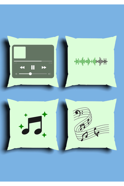 GREENDECOR Bohemian Geometric Line Shapes Special Design 4 Pcs. Double Side Printed Throw Pillow Cover and 1 Pcs. Runner