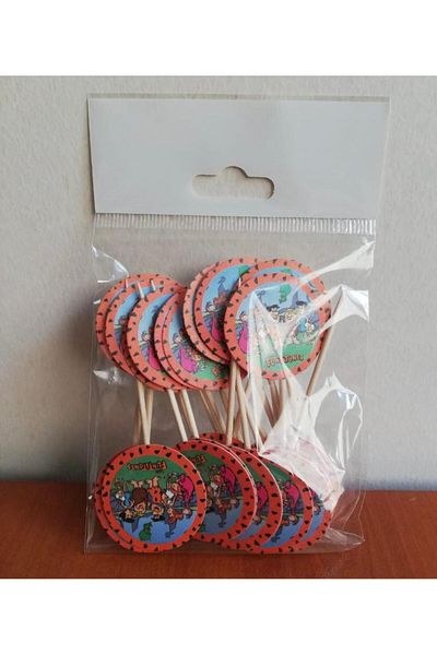AKTEZ-EL 10 Pieces 3 Bi Bgme Stone Age Themed Toothpicks