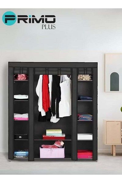 Primo Plus Fabric Wardrobe Organizer - Black