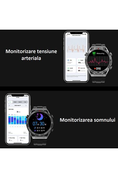 Smart Vibe Smartwatch DT™ WATCH ULTRA MATE 1.5” Amoled, Apel Bluetooth, Multi Sport, Asistent Vocal, Black