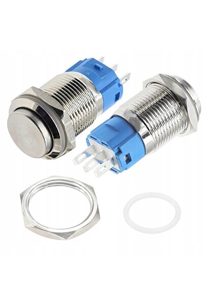 Rosfix Întrerupător cu resetare automată cu LED alb 12V-24V fi16; inel ilumin...