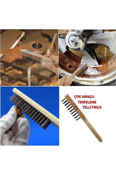 ÇEÇEN HOME Wire Brush with Wooden Handle, Dirt Rust Barbecue Bbq Grill Multipurpose Cleaning Brush