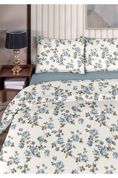 Evim Daisy 100% Cotton Akfil Cotton Single Duvet Cover Set 160X220Cm Light Blue