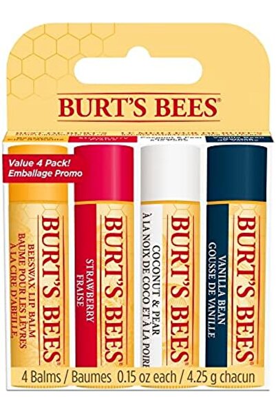 Burt's Bees Lip Balm Multipack, Lip Balm Set, Beeswax, Strawberry, Coconut & Pear, Vanilla Bean, Bes