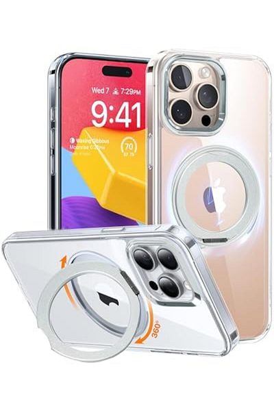 Aztech SuperSnap 360°Rotatable Silver Ring Magnetic Ring for iPhone 15 Pro Max Case