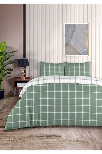 Evim Tual 100% Cotton Akfil Cotton Single Duvet Cover Set 160X220Cm Glass Green