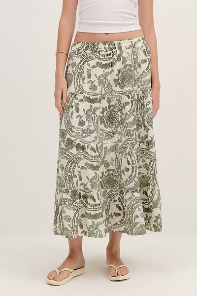 Addax Floral Long Skirt E16209-K12
