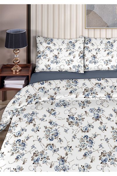 Evim Gardenya 100% Cotton Akfil Cotton Single Duvet Cover Set 160X220Cm Petrol Blue