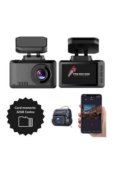 ProDrivers DriveVision 4K Elite Dash Cam/ 2.45 inch Screen/ Wifi/ GPS, Rear Camera