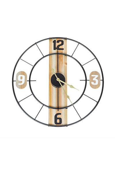 OEM Wall Clock Made of Metal with Wooden Insert Ø50cm