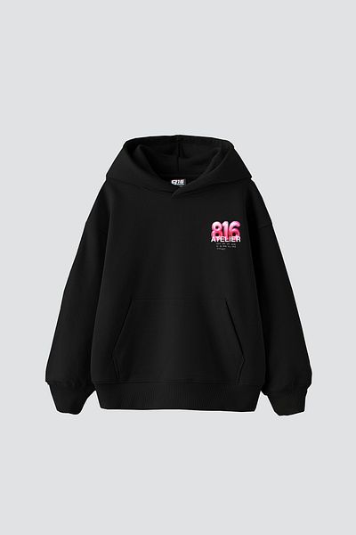 Sekizbiraltı 816 Atelier Printed Oversize Unisex Μαύρο φούτερ