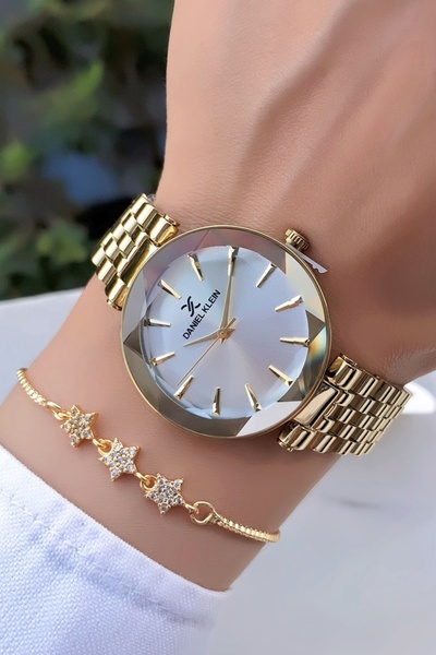 Daniel Klein Orijinal Garantili Çelik Kordon 3 Atm Su Geçirmez Gold Renk Kadın Kol Saati Hediye Bileklik DKB38C4