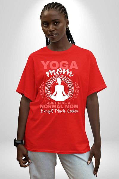 Angemiel Yoga and Mother Themed Funny Red Oversize Women's Men's Front Printed T-Shirt