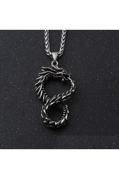 Viking Nordic Mythology Dragon Dragon Design 316L Stainless Steel Necklace