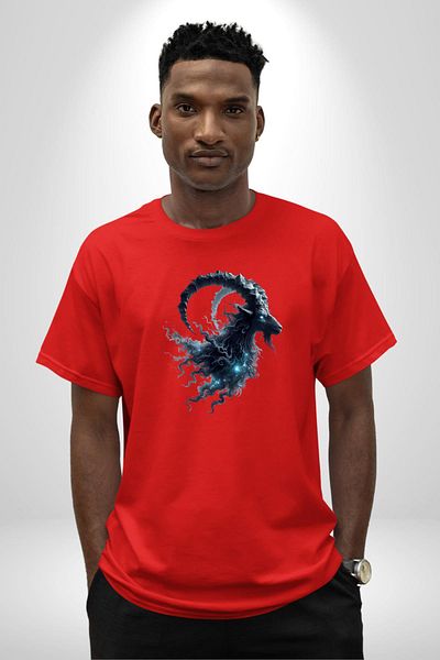 Angemiel Capricorn Special Design Red Oversize Women's Men's Front Printed T-Shirt