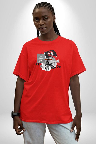 Angemiel Graphic Design Red Oversize Women's Men's Front Printed T-Shirt