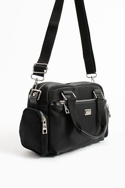 Paul Brand Women's Multi-Eye Black Satin Water Resistant Adjustable Cross Strap Hand and Shoulder Bag Pbs1422