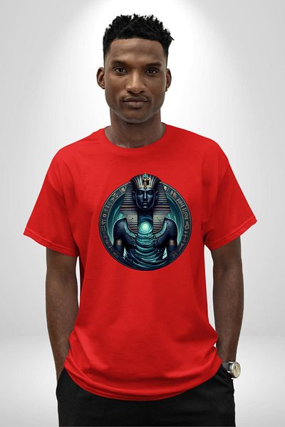 Angemiel Wadj-Wer God Ocean Powered Egyptian Red Oversize Women's Men's Front Printed T-Shirt