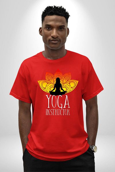 Angemiel Yoga and Meditation Lotus Flower Red Oversize Women's Men's Front Printed T-Shirt