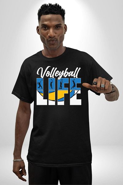 Angemiel My Life Volleyball Black Oversize Women's Men's Front Printed T-Shirt