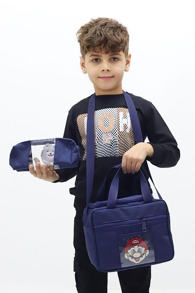 Weynes Navy Blue Boy's Teddy Bear 3-Piece Set Quality Fabric Primary School Bag Wsb5036
