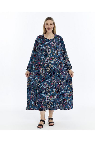 Nehir tekstil Καλοκαιρινό φόρεμα μαμάς Battal Plus Size