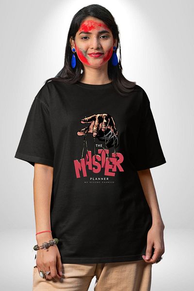 Angemiel Master Planner Printed Strong Message Black Oversize Women's Men's Front Printed T-Shirt