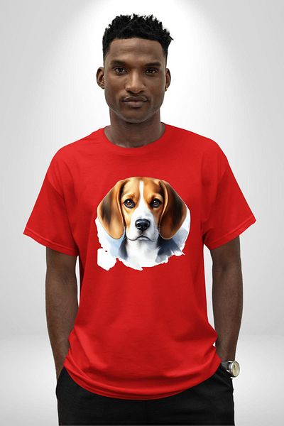 Angemiel Beagle Clever Cute Small Breed Dog Red Oversize Women Men Front Printed T-Shirt