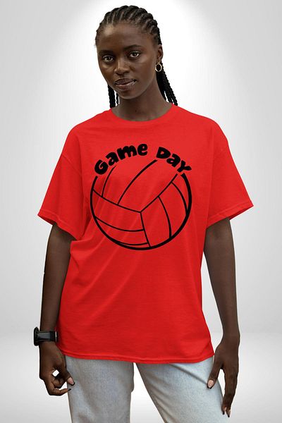 Angemiel Volleyball Game Day Red Oversize Women's Men's Front Printed T-Shirt