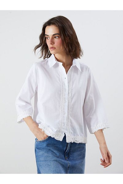 LC Waikiki Ecru Lace Detailed Women's Shirt