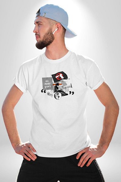 Angemiel Gun Ban Protest Graphic Design White Oversize Women's Men's Front Printed T-Shirt