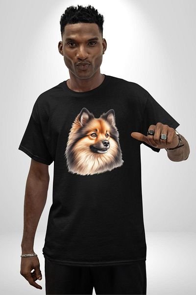 Angemiel Clever Finnish Spitz Dog Black Oversize Women's Men's Front Printed T-Shirt