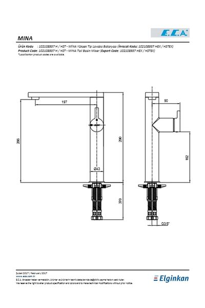 Eca Mina High Type Sink Faucet