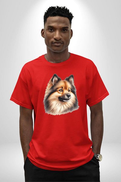 Angemiel Clever Finnish Spitz Dog Red Oversize Women's Men's Front Printed T-Shirt