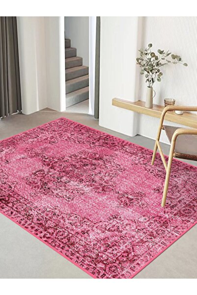 rugseason Vitage pempe göbekli klasik desenli eskitme model dokuma taban kilim