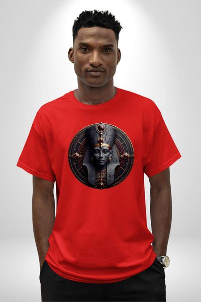 Angemiel Strong Wosret Symbol of Power and Protection Egyptian Red Oversize Women Men Front Printed T-Shirt