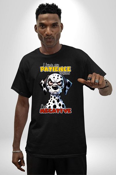 Angemiel Angry Dalmatian Dog Tested Patience Black Oversize Women Men Front Printed T-Shirt